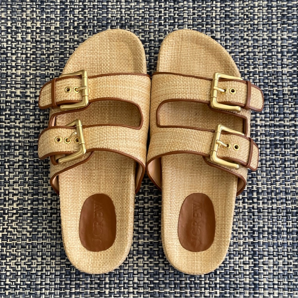 J. Crew Marlow Raffia Sandals 10